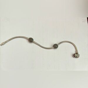 Pandora SS snake chain bracelet with 2 spacer clips